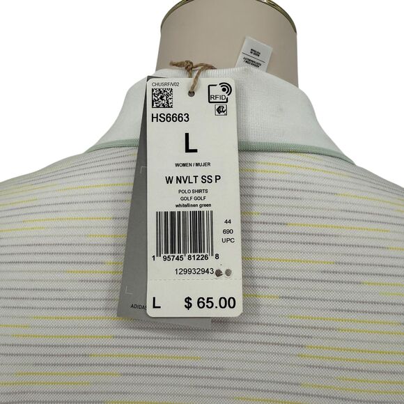Adidas Golf Polo Shirt Women's Large White Yellow Short Sleeve Novelty HS6663 - Picture 13 of 16